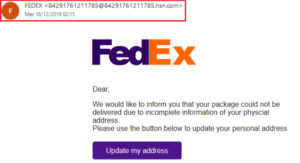 Un email imitant une demande FedEx
