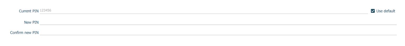 Cocher ensuite la case « Use default » puis remplir les deux champs du dessous avec le nouveau code PIN.